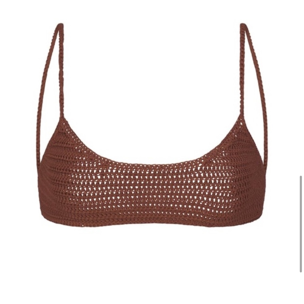 NWOT Crochet Bikini Top in Jasper Cocoa Brown XL